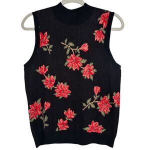 Draper James RSVP Women's Floral Mock Neck Sleeveless Sweater Vest, Size M, EUC